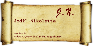 Joó Nikoletta névjegykártya